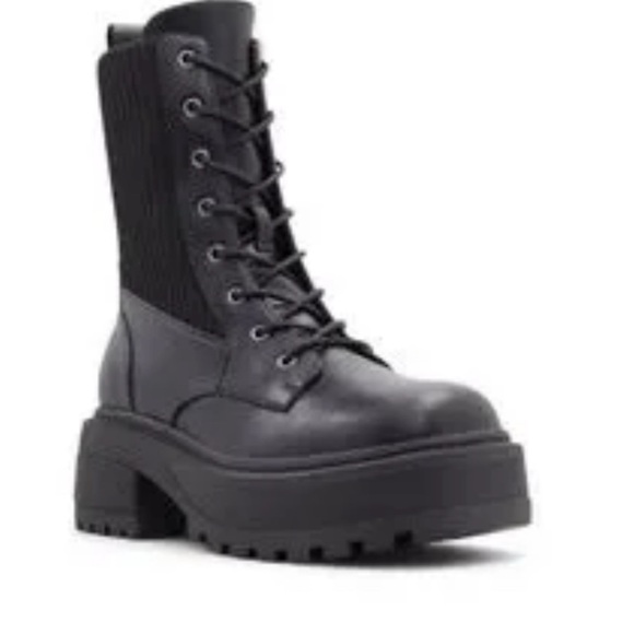 Call It Spring Black Ribbed Combat Boots - Picture 3 of 7